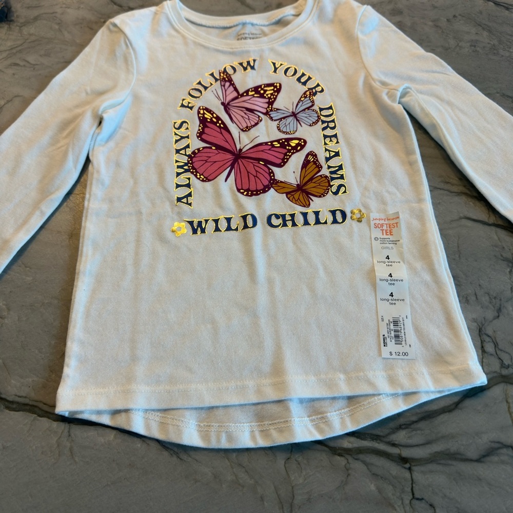 2/$10 Jumping Beans Pink and White Long Sleeve Tee